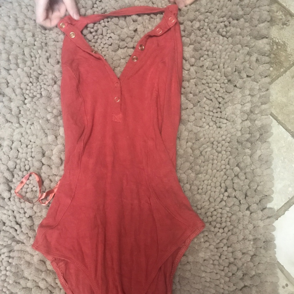 Henley halter bodysuit